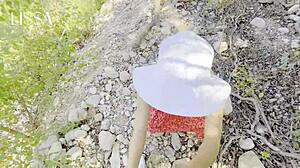 couple outdoor walk turns wild fuck best blowjob cumshot on ass
