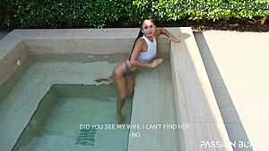 helping buddy cheat on wife with poolside blowjob and doggystyle action