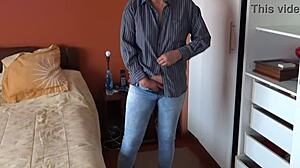 Stepdad cums twice watching stepmom's hairy ass on all fours?