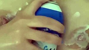 Virgin 18yo Coats Huge Boobs in Whipped Cream Masturbates Nipples