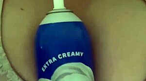 Virgin 18yo Coats Huge Boobs in Whipped Cream Masturbates Nipples