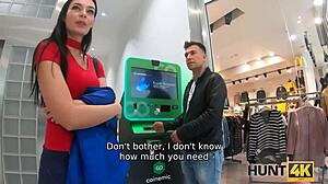 stunning model trades body for bitcoin in hunter's rough outdoor fuck