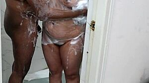 lucky asian boy showers with irani milf's huge tits and ass