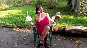 klaudiaambergirl masturbates big natural tits in outdoor lingerie stockings tease