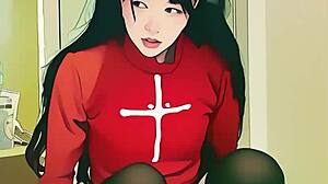 tiny asian teen ai struggles with massive dildo insertion