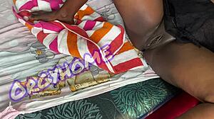 juicy ebony housewife plays sex game with shaved pussy bent over