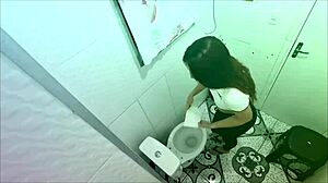 a hot babe gets fucked hard by stranger in bar bathroom toilet creampie
