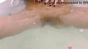 ALEXANDRA ROZ RUBS HER BIG NATURAL TITS AND SHAVED PUSSY TO ORGASM IN BATHROOM!