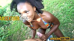 African Black Teen Deepthroats Steven Hard's Cock Outdoors