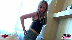 Skinny Teen Babe Poses in New Tight Jeans
