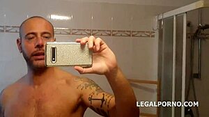 Marco Nero fists Italian babe's gaping asshole then anal pee swallow