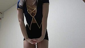 Japanese Flight Attendant Strips Uniform For Natural Tits Micro Bikini Tease