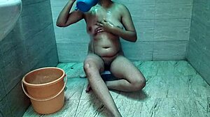 desi village babe's tight pussy creampied in outdoor bath