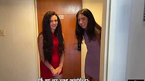 Our cute neighbors suck cock deep then cumwalk with facials