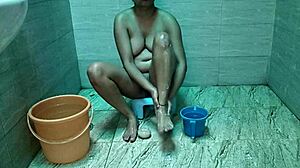 desi village babe's tight pussy creampied in outdoor bath