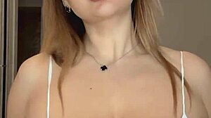 Cosplay Bunny Squeezes Natural Big Tits Tight Boobs Tease