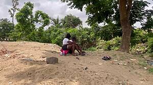 Chubby girlfriend screams during huge ass worship in forest outdoor fuck