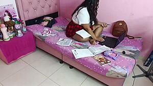 why does this curvy college girl's big ass shake during online class sex?
