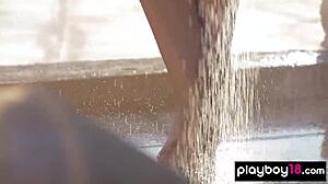 i watched naked ukrainian brunette teen demi fray tease outdoors in shower