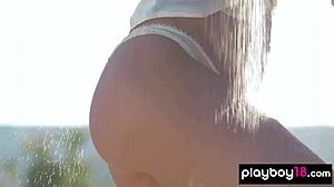 i watched naked ukrainian brunette teen demi fray tease outdoors in shower