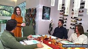 Step moms stuffed in all holes for thanksgiving gangbang!