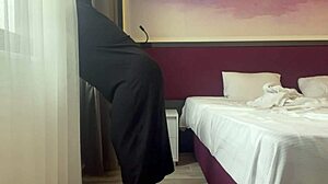 Rough hotel creampie with hijab stepmom on vacation