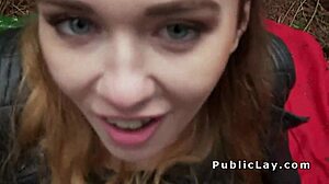 sexy british blonde couple flashes then fucks deep in forest pov