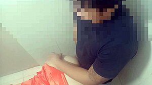 boyfriend gone i fuck friend in bathroom for cum bukkake bath!