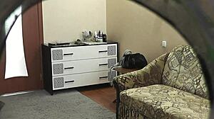 Wife's kitchen neighbor doggy bed pussy fuck cumshot orgasm stockings natural tits