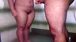 Neighbor Begs for Bath Help Turns into Submissive Cock Sucking Creampie