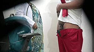 lady doc strokes schoolboy's hard dick during exam 😏🔥