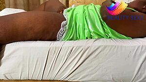 big ebony chubby girlfriend masturbates her fat curvy ass and natural tits wildly in bedroom