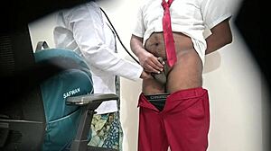 lady doc strokes schoolboy's hard dick during exam 😏🔥