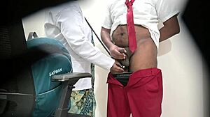 lady doc strokes schoolboy's hard dick during exam 😏🔥