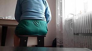 Secretary Fingers Her Wet Pussy Under Miniskirt at Desk!