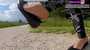 ballerina girls dangle shoes and sniff sweaty smelly insoles barefoot