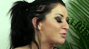 The nasty honey kneels for a massive facial cumshot swallowing every drop of jizz eagerly