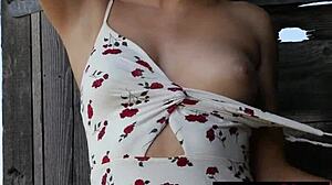 Jenessa Dawn bares shaved pussy on her country ranch