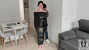 Milf bondage prep with tight restraints bts!
