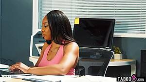 ebony stepsis lala ivey licks ashley aleigh's pussy in steamy office lesbian play