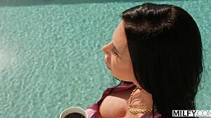 horny milf piper press ditches hubby to ride pool boy's monster cock