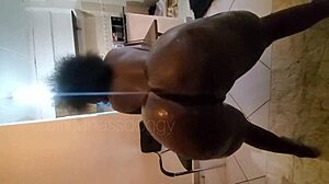 oiled ebony big ass shakes wildly under huge cock spanking