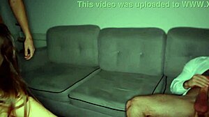 Gangbang overwhelms stepsister with three cocks double penetration squirting