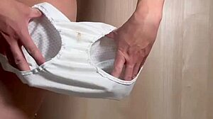 uniform girl blushes in gym shorts during naughty anal play