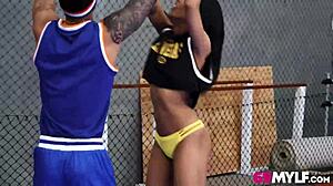 Hot Ebony Milf Fucks Hard During Intense Gym Workout Session