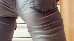 Homemade Petite Blonde Teases in Tight Jeans Before Stripping Bare