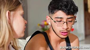 petite teen stepsis gagging deep on stepbro's big cock taboo blowjob
