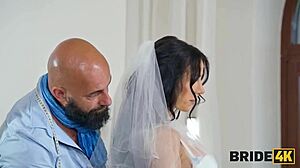 naughty bride cheats fucking neighbor on wedding couch