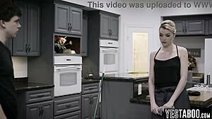 Hey petite maid why let stepson smash your tight pussy so hard?