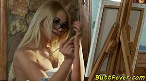 Spex glamour babe's tight ass screwed deep then cum sprayed everywhere